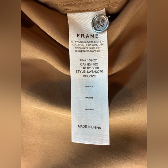 Frame Denim Boyfriend Bronze Silk Blouse - Picture 9 of 10